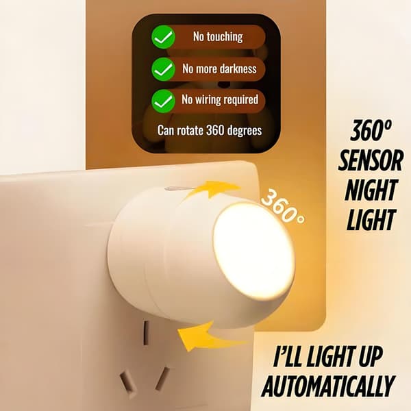360° LED nattlyssensor mykt lys babyfôring øyebeskyttelse White light 1pc