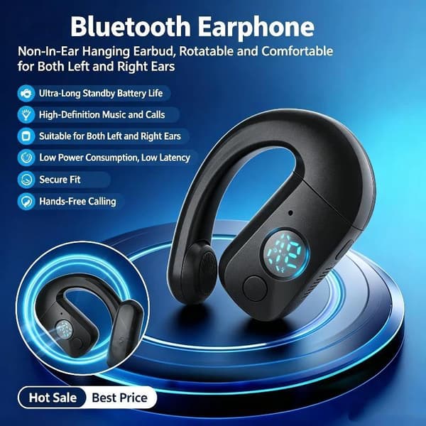 Bluetooth 6.0 kuulokkeet TWS langaton korvakoukku HiFi Ste White