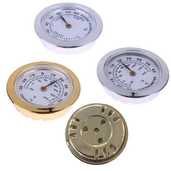 Direct Pin Embedded 37mm Pointer Mini Termometer Hygrometer Fo Thermometer Gold