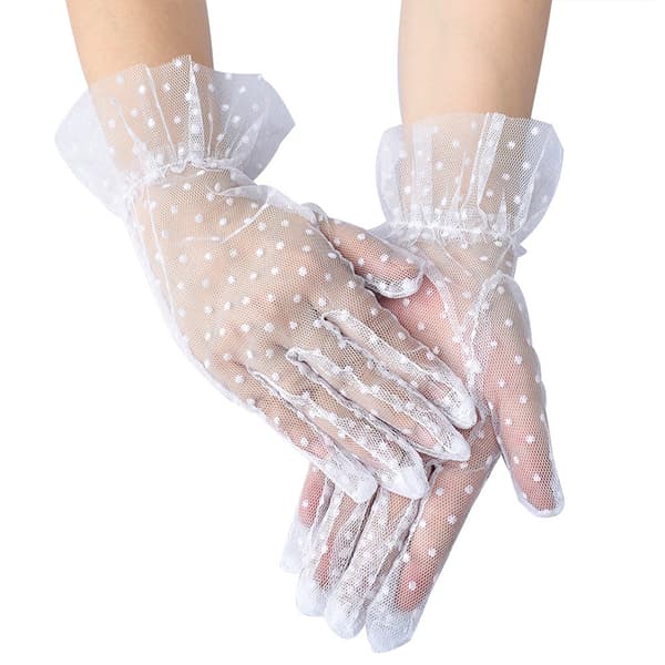 Elegante Lace Dots Handsker Damemode Mesh Hollow Sun Protec Black
