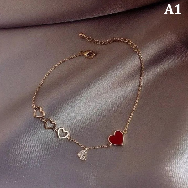 Simple Love Armbånd Kvinde Rose Gold Wild Red Peach Heart Luck Red