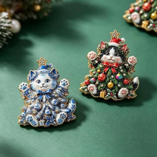 1 stk juletrekattebrosjer for kvinner Rhinestone Happy Kit A1