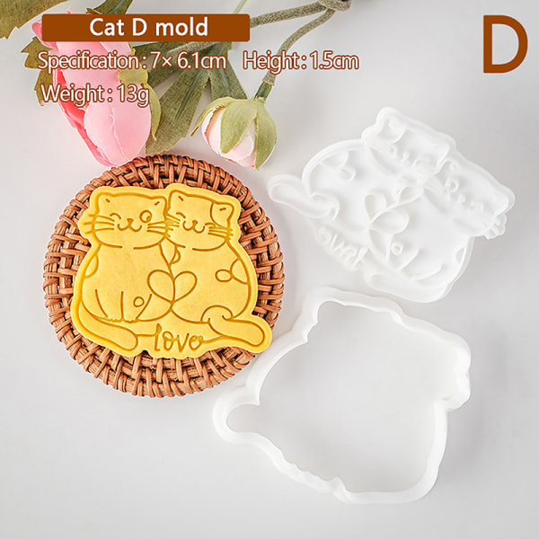 Valentinsdag Mini Cat Cookie Mold DIY Love Fondant kjeks B