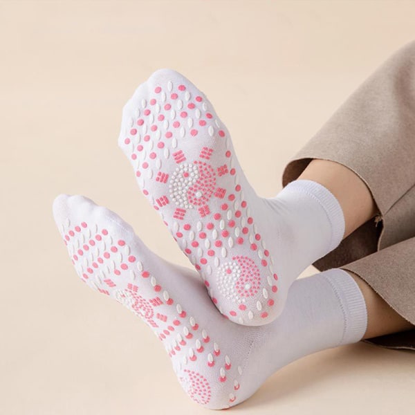 Selvvarmende sokker Mænd Kvinder Fodmassage Magnetisk Terapi Heal White