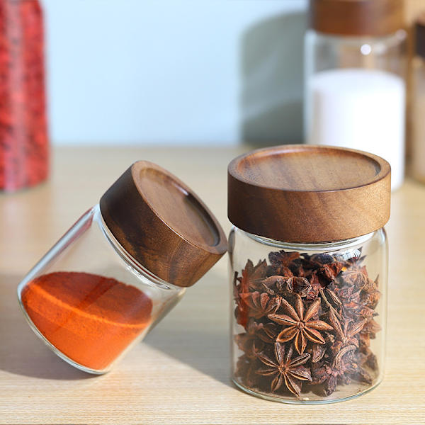 Kaffe Glasrör Med Träverktyg Flaskor Rör Spannmålsförvaring 90ml