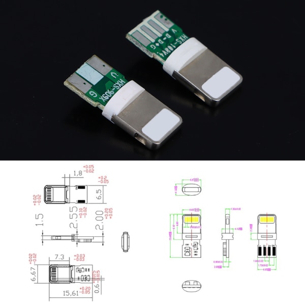 2Set USB liitin piirilevyllä urosliittimen korjaussarja DIY Dat 4P