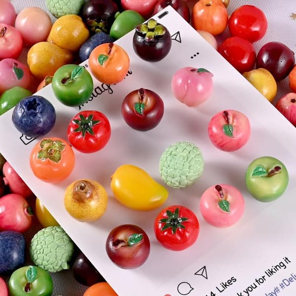 10 st verklighetstrogna miniatyr 3D fruktformade harts pärlor för DIY Br A8