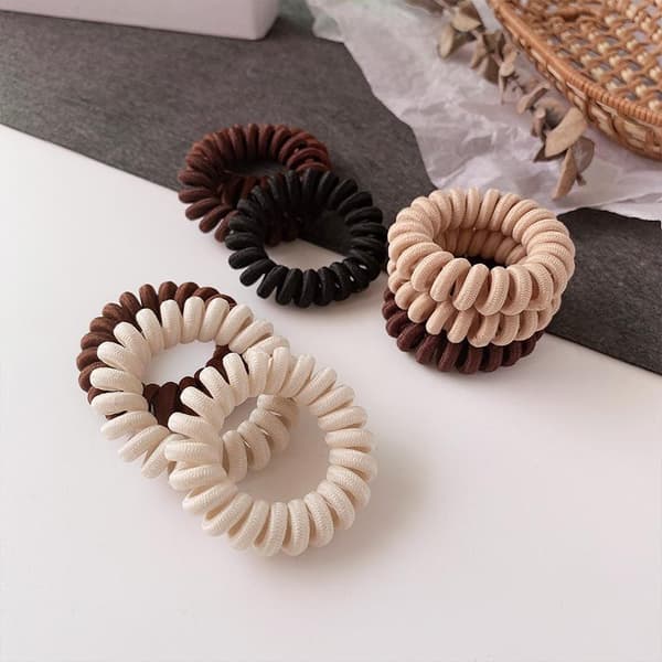 1 stk. spiralhårelastikker uden krølledesign til daglig styling Black