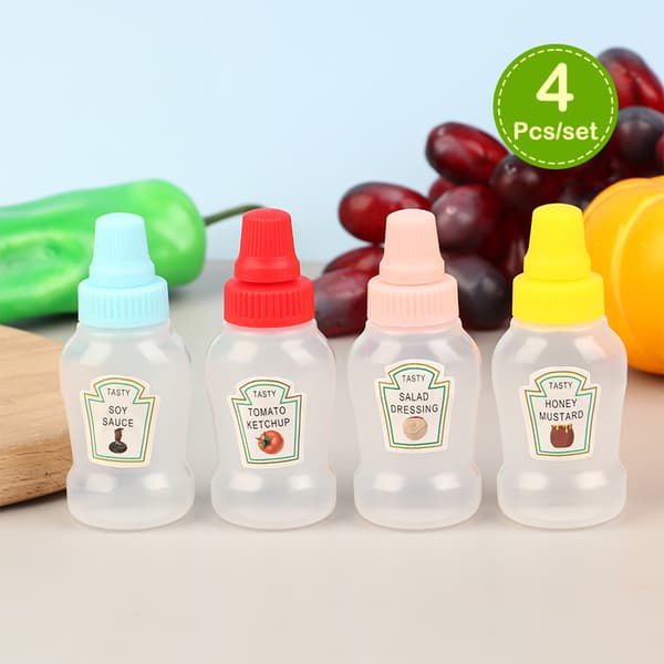 4st/ set Minisåsflaska Påfyllningsbar Ketchup Honungssallad Conta