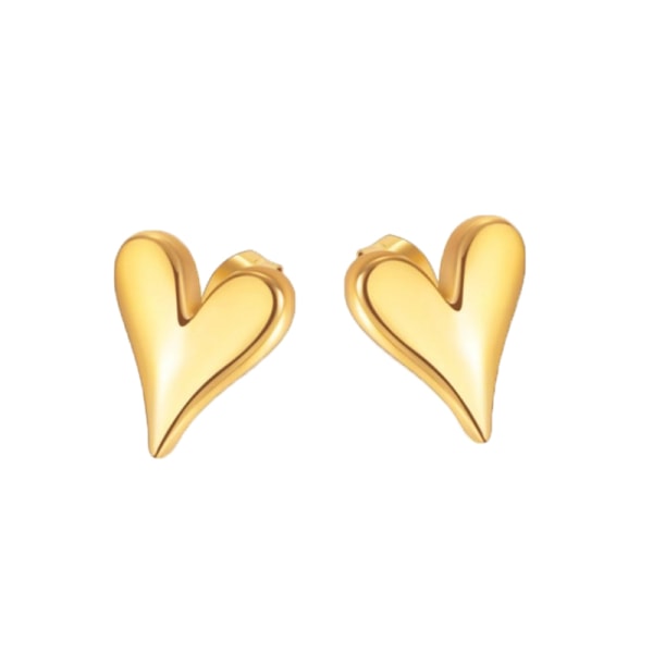 Rostfritt stål Chic Heart Örhängen Charm Guld Färg Gratis Trend A1