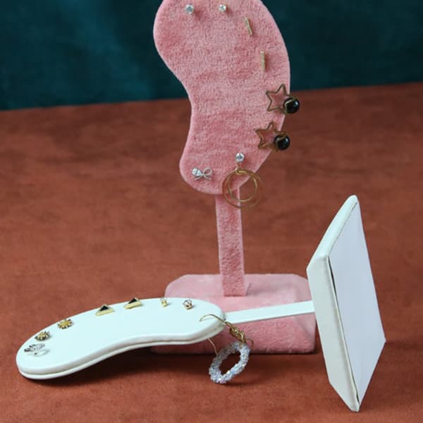 Mode øreringe Display Stand Øreformet Øre Clip Stud smykker Pink
