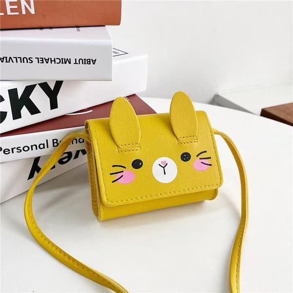 Barn Mini Handväska e PU Axelväska För Flickor Prinsessmyntväska Yellow