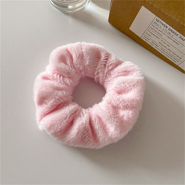 Winter Warm Soft Hair Scrunchies Dame e Plush Elastic Multicol Pink