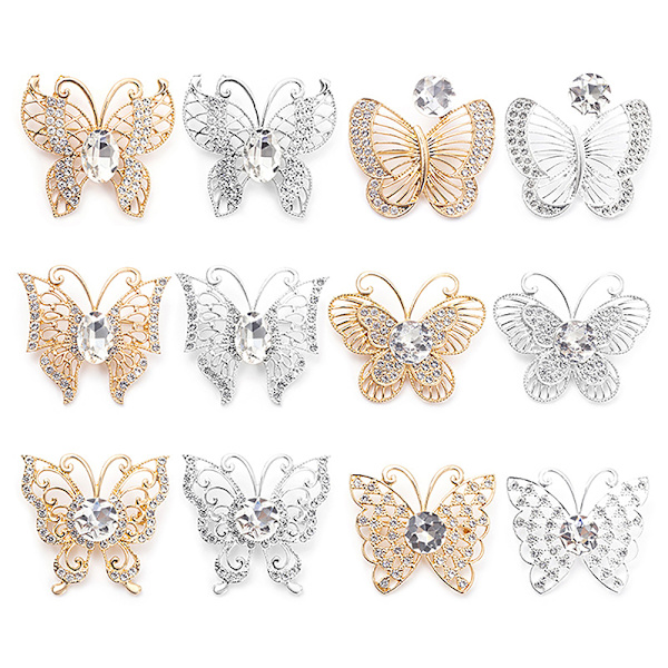 Alloy Rhinestone Butterfly Broche Fashion All-match Tørklæde Buckl A9