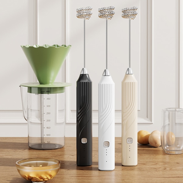 Elektrisk kaffemælkskummer, kaffeflødepisker, håndholdt White A