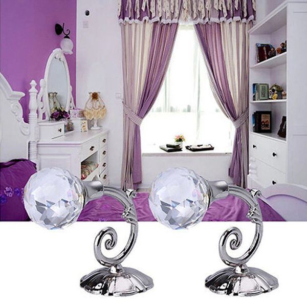 2 stk. Metall Krystall Glass Gardin Holdback Vegg Tie Back Henger Gold