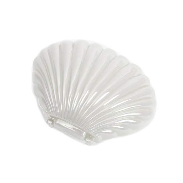1 stk. Farverig e Shell Plast Slikæske MakeUp Smykkeopbevaring B White