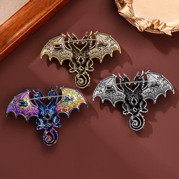 1 stk. metal dobbelthovedet dragebroche til kvinder unisex dyr A2