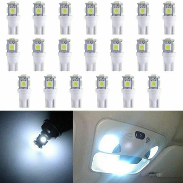10 st White T10 Wedge 5-SMD 5050 5W5 LED-nummerskyltslampor
