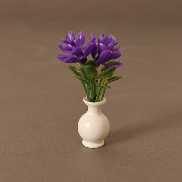 1:12 Dollhouse Miniatyr Vase Potted s Flowerpot Bonsai Garden Purple