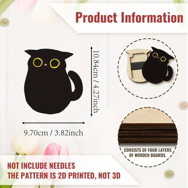 Katt Trä Förvaringslåda Magnetisk Nålhållare Organizer A3
