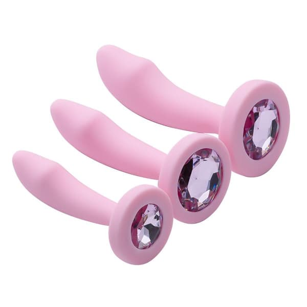 1/3 st silikon anal butt plug pärlor träningsset prostatamassage Black M