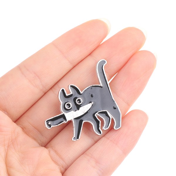 Sarjakuva Creative Black Cat Modeling Pop Emali Pin rintamerkit