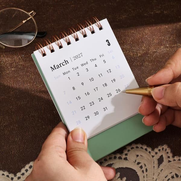 Mini Lille Skrivebordskalender 2026 Til Dec 2027 Bærbar Spiral Måned A3