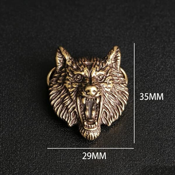 Mässing Varg Conchos Skruvmaterial Djurhuvud Design Läder 1pc