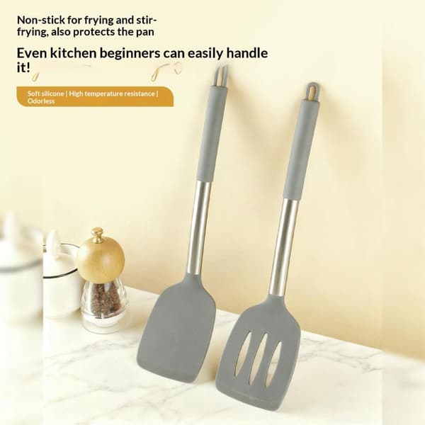 2 st silikonspatelset Värmebeständig non-stick stekspatel Gray