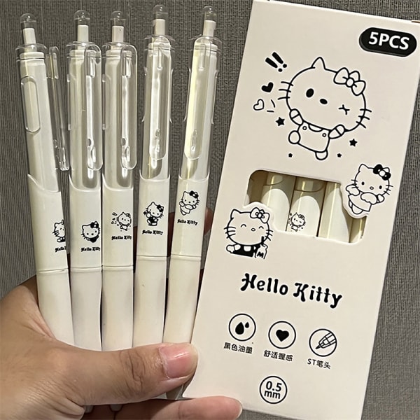 5 kpl Kawaii Pen Black Ink Gel Pens Esteettiset paperitarvikkeet set A3