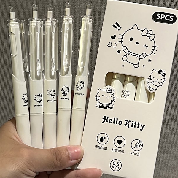 5 st Kawaii Pen Black Ink Gel Pens Estetisk brevpapper Pen Set A4