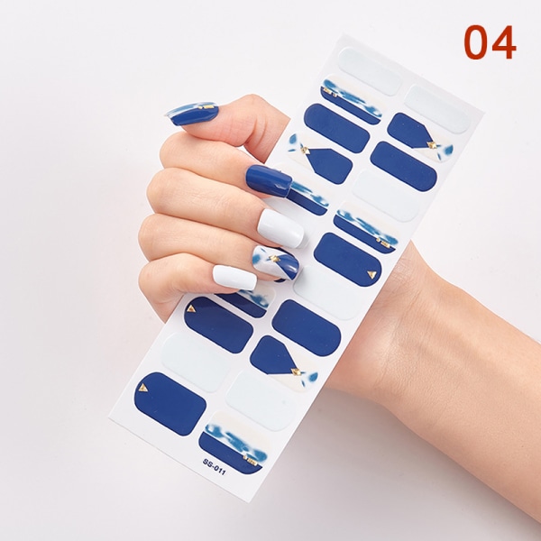 Halvhärdade Gel Nail Strips Stickers För Hem-Salon Pattern Tran 04