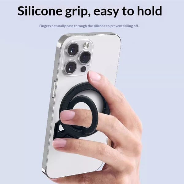 Aluminiumslegering Magnetisk Ring Telefonholder Ultratynd Stærk Magnet Black