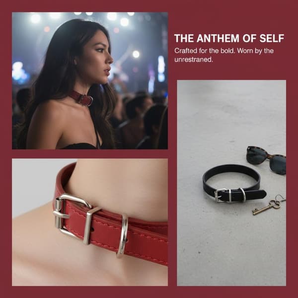 Trendy Punk Bælte Choker til Kvinder Piger Sød Cool PU Læder C Red