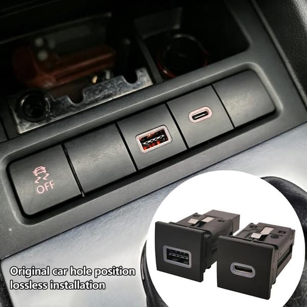 1 stk. rød LED bil USB PD opladeradapter til Golf 6 MK6 5 Sciroc Onesize
