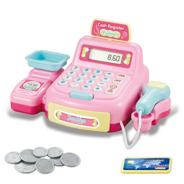 1 sæt simulation supermarked kasseapparat legetøj belysning og lyd PINK B