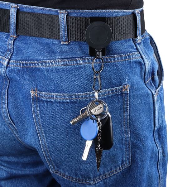 4-pack infällbar nyckelring Heavy Duty med bältesklämma Black 1