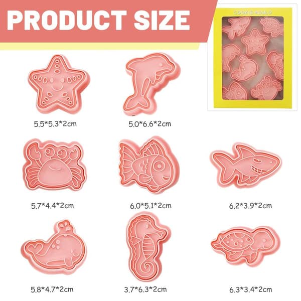 8 stk/sett DIY Kakeformer Tegneserie Kaker 3D Stereo Kake Pre Christmas 8PCS