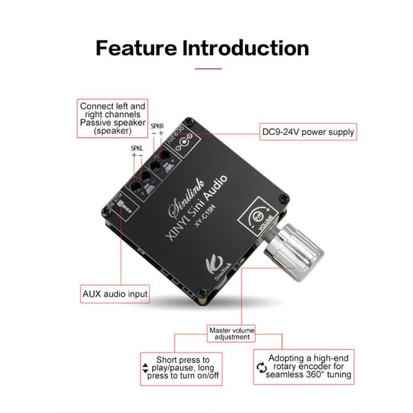 2*20W Bluetooth 5.0 -tehovahvistin D-luokka o 10W~100W Stereo M