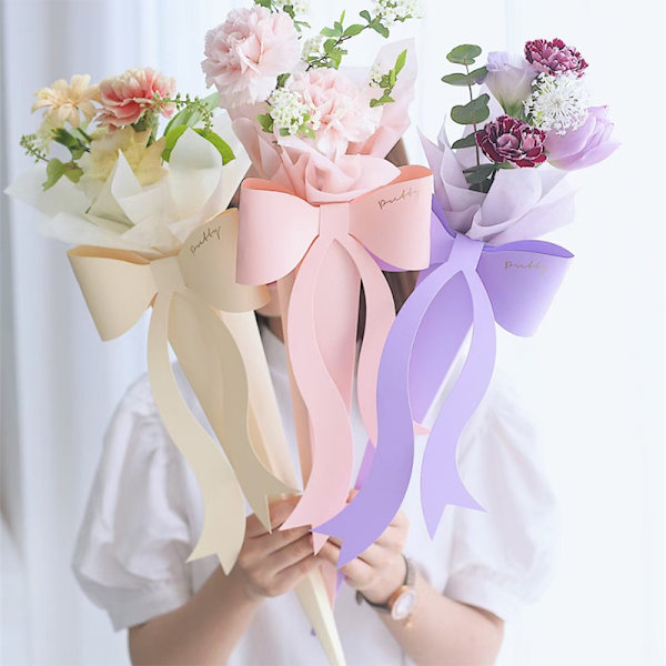 10 stk/pak Sommerfugleknude Blomsterindpakningsboks Buketemballage Pink
