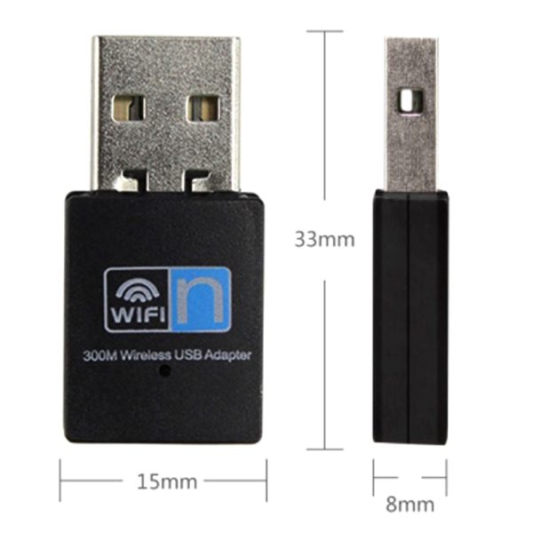 USB 2.0 WiFi-adapter 300M 2,4GHz WiFi-antenne RTL8192 Dual Band