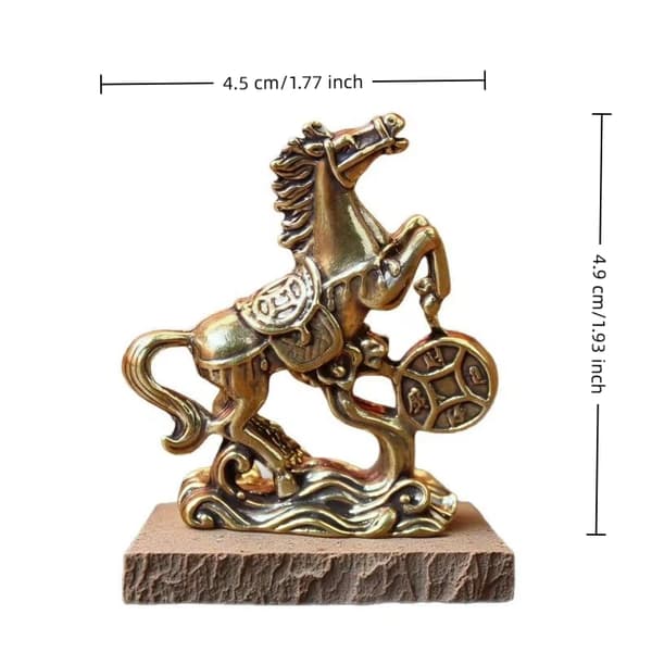 Antik Messing Solid Langhale Hestefigur Miniature Ornament A9