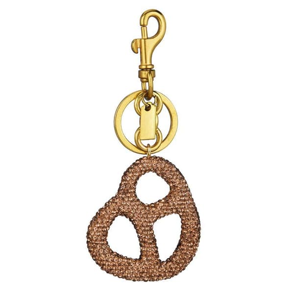 Glitrende Rhinsten Saltkringle Taske Charms Champagne Guld Krystal Silver