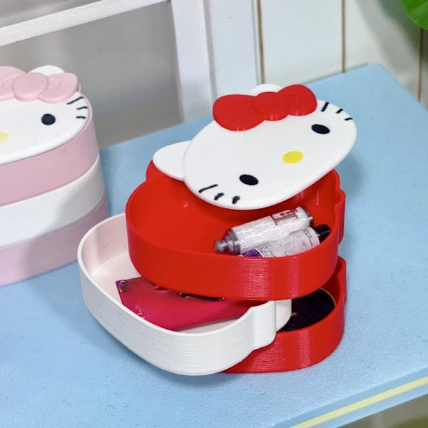1 st dockskåp HelloKitty roterande förvaringslåda modell docktillbehör Red