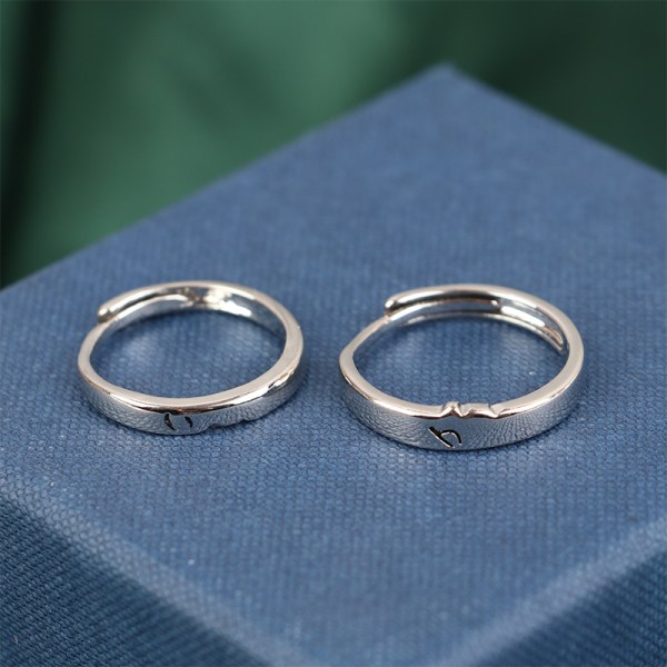 2Pc Kiss Matchande Ring Par Par Ring Justerbara Ringar Set Lo