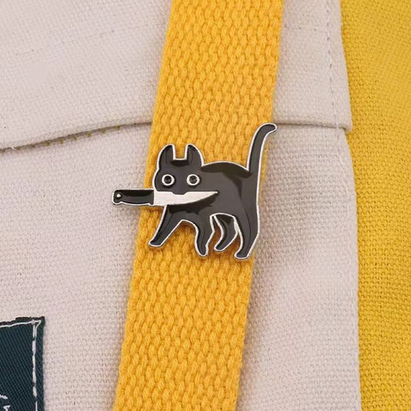 Tegneserie Black Cat Modeling Emaljebrosje Motejakkemerker P 1pc