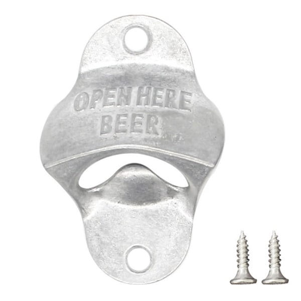 Metall Retro Öl Flasköppnare Väggmonterad Vintage Bar Beer Op Silver