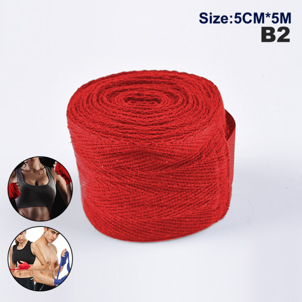 Bomullsboxningsbandage Wrist Wrap Combat Protect Boxning Sport Ki Red 5CMx5M