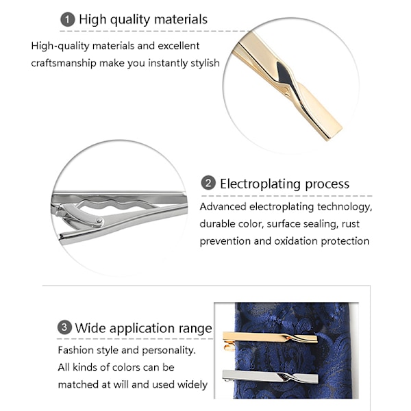 1 st slipsklämma för män Koppar enkel stånglås Mode herrklass Gold
